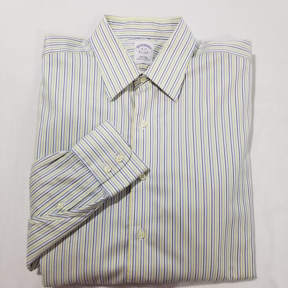 Brooks Brothers Shirt 16 33 Long Sleeve Striped non iron Dress Button Down